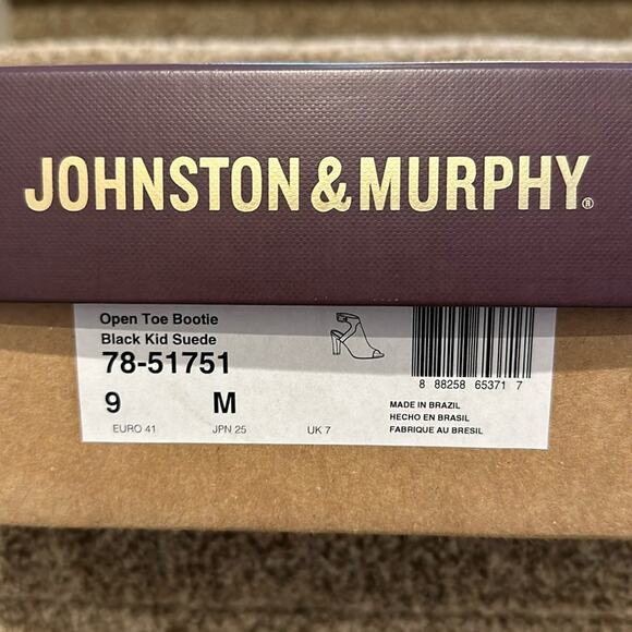 Johnston and Murphy Brand new in box, size 9 open toe bootie black suede - Picture 8 of 8